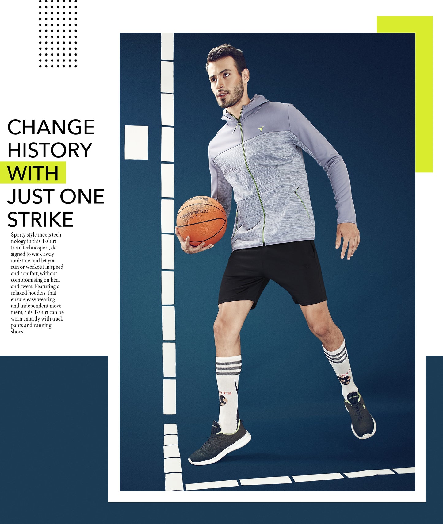 TechnoSport Full Sleeve Dry Fit Hoodie Jacket for Men PL-66 (Silver Grey)