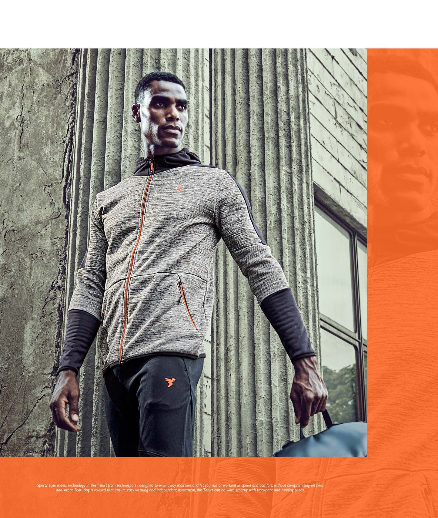 Technosport Full Sleeve Dry Fit Melange Hoodie Jacket for Men PL-75 (Light Grey)