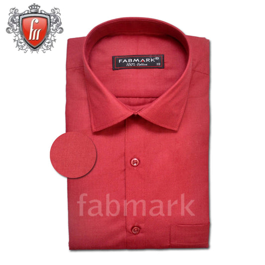 Fabmark Men's Formal Cotton Shirt Red