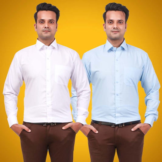 Men's Formal Shirt Blend Cotton Regular Fit Pack of 2