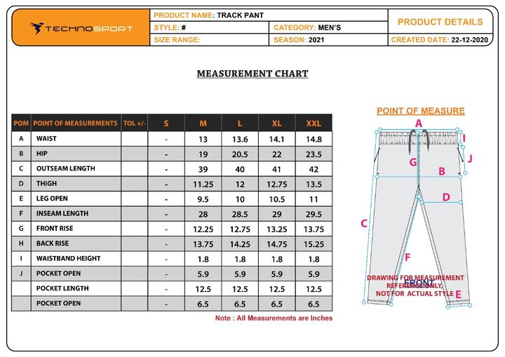 TechnoSport Men's Dry-Fit Solid Track Pants OR-25