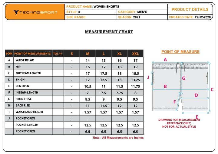 TechnoSport Men's Dry-Fit Shorts OR-36 (Black)
