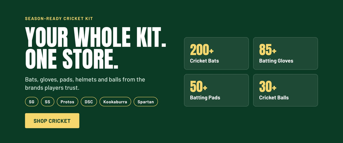 Cricket bats, gloves, pads and balls from SG, SS, Protos and more – shop cricket