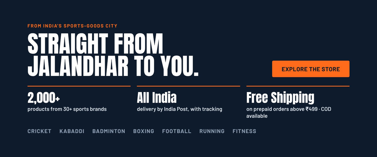 Sports goods straight from Jalandhar, free shipping on prepaid orders above ₹499 – explore the store