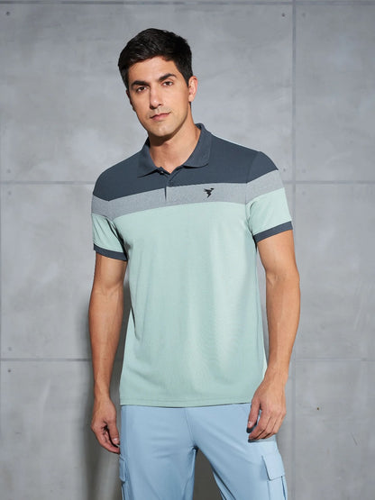 TechnoSport Polo Neck Half Sleeve Dry Fit T Shirt for Men P-772 (Aqua Grey)