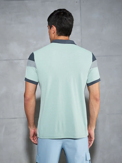 TechnoSport Polo Neck Half Sleeve Dry Fit T Shirt for Men P-772 (Aqua Grey)
