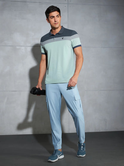 TechnoSport Polo Neck Half Sleeve Dry Fit T Shirt for Men P-772 (Aqua Grey)
