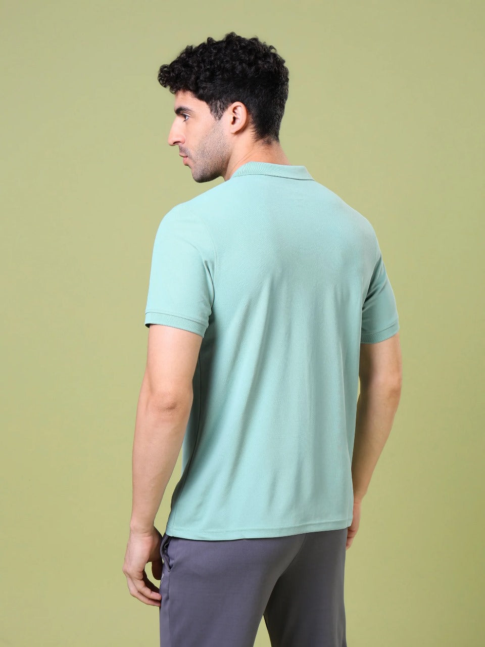 TechnoSport Polo Neck Half Sleeve Dry Fit T Shirt for Men OR-71 - Aqua Grey