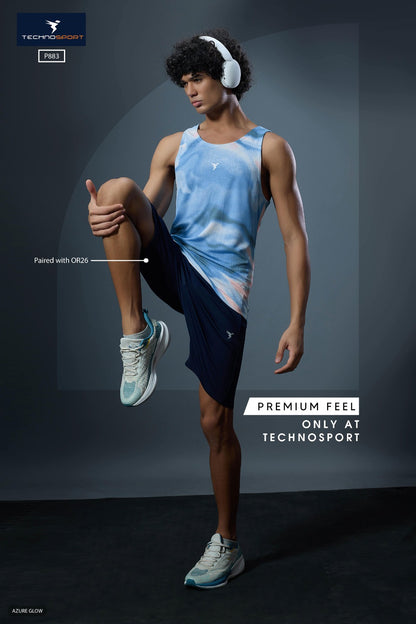 TechnoSport Sublimation U Neck Sleeveless Dry Fit Sando for Men P-883 (Azure Glow)