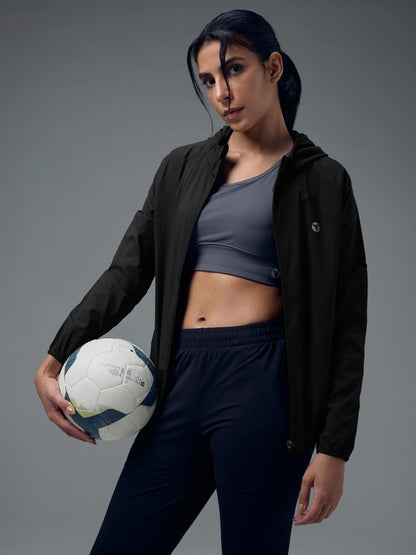 Technosport Slim Fit Hooded Jacket For Women WR-16 (Black)