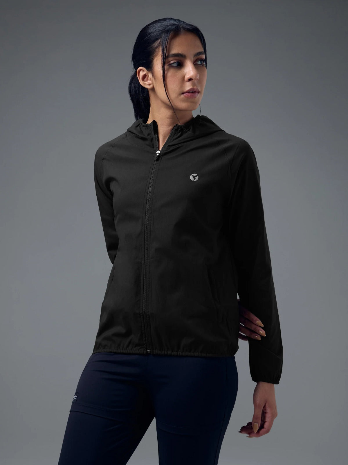 Technosport Slim Fit Hooded Jacket For Women WR-16 (Black)