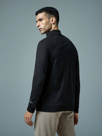 Technosport Solid Slim Fit Mock Neck Jacket For Men PM-98 (Black)