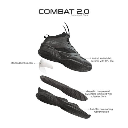 Nivia Combat 2.0 Basketball Shoes For Men (Black)