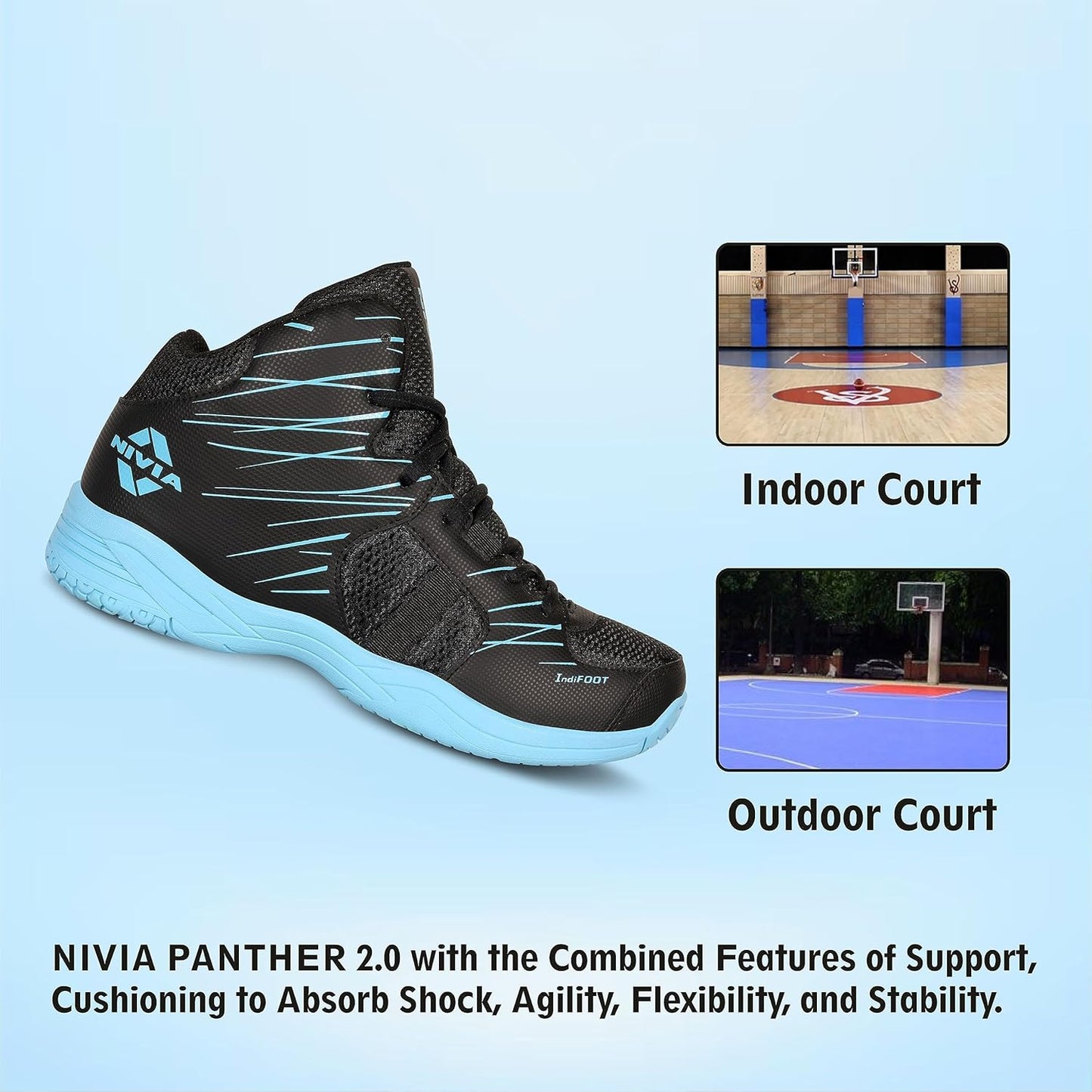 Nivia Panther 3.0 Basketball Shoes For Men (Black)