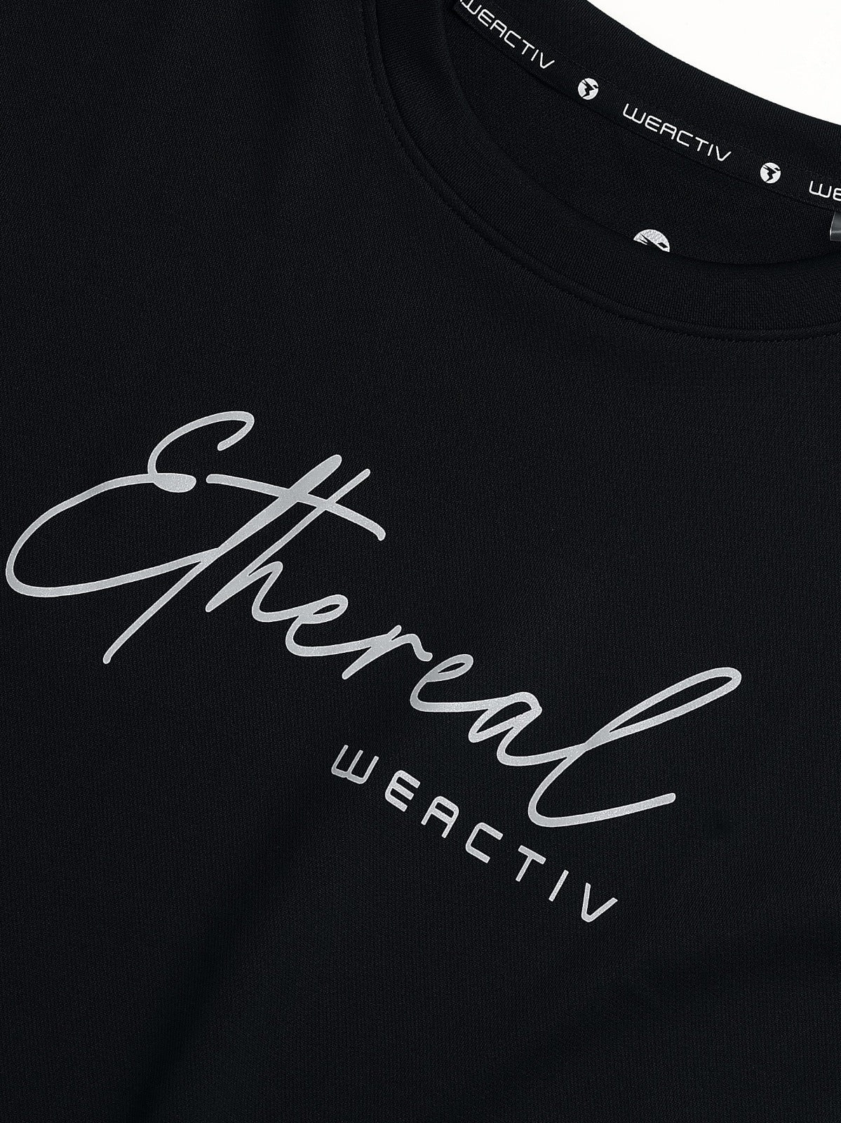 Technosport Solid Slim Fit Round Neck Sports Sweatshirt with ELASTOPLUS For Women WM-15 (Black)