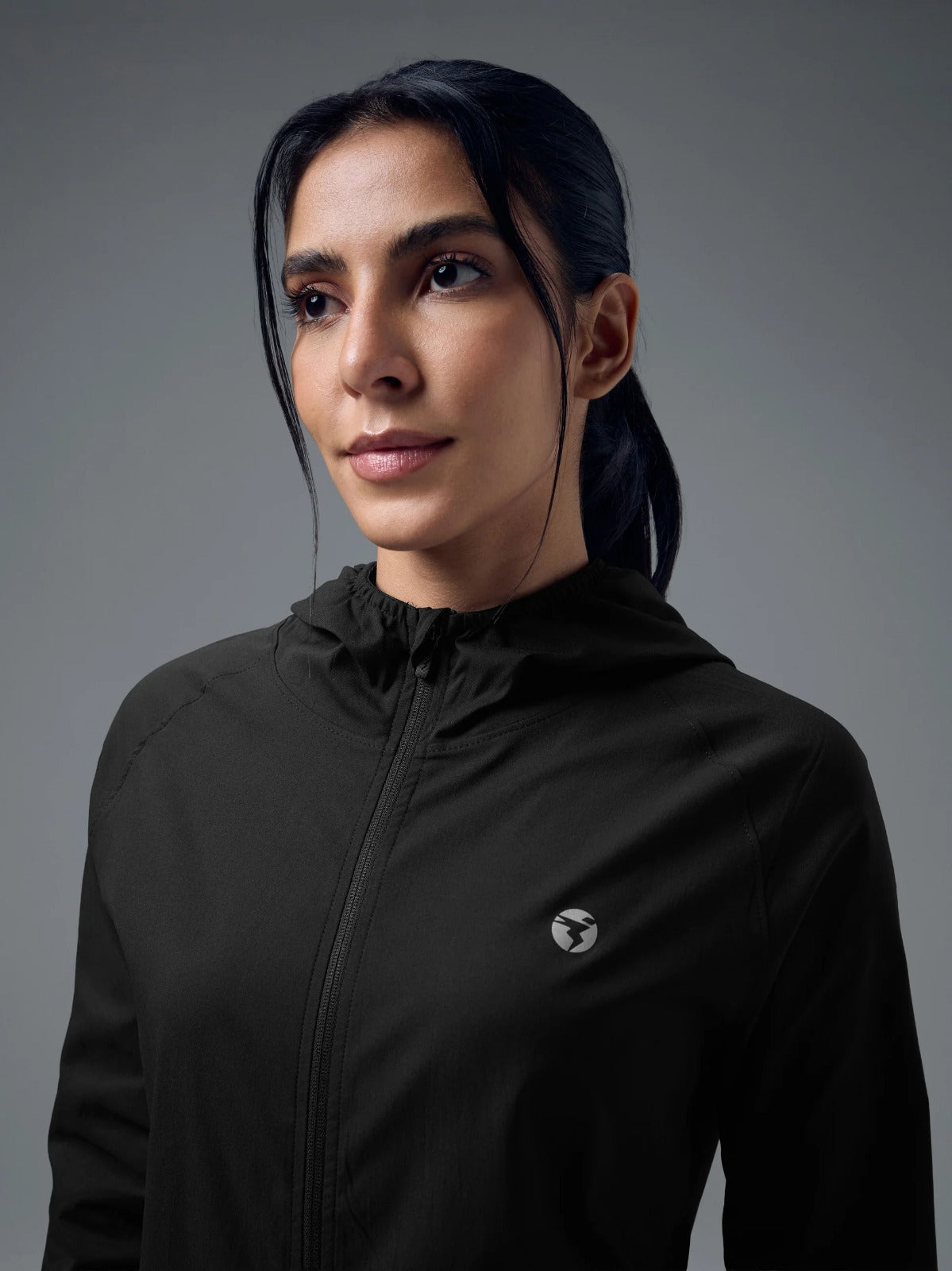 Technosport Slim Fit Hooded Jacket For Women WR-16 (Black)