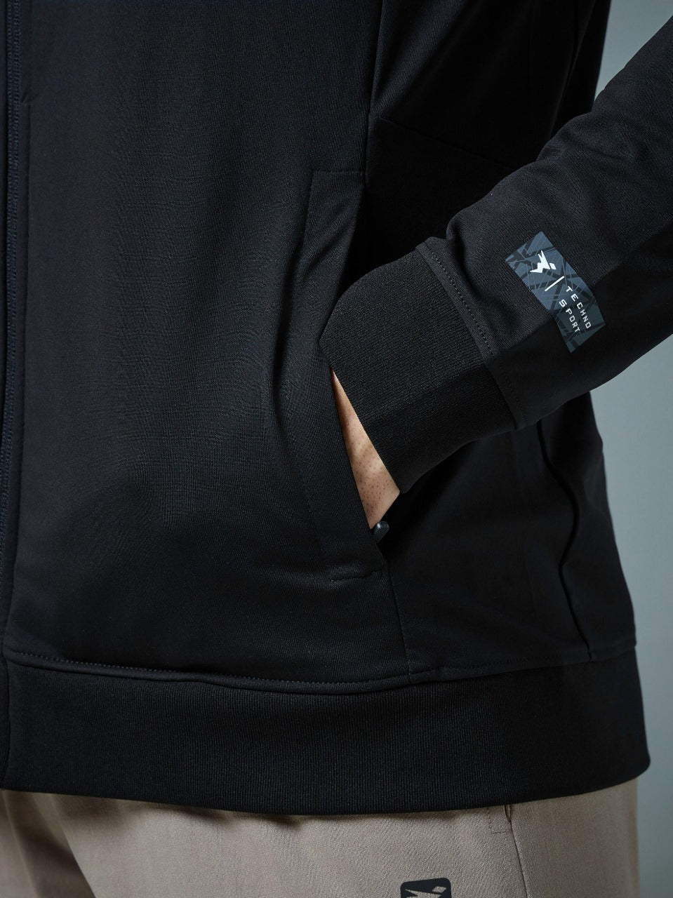 Technosport Solid Slim Fit Mock Neck Jacket For Men PM-98 (Black)