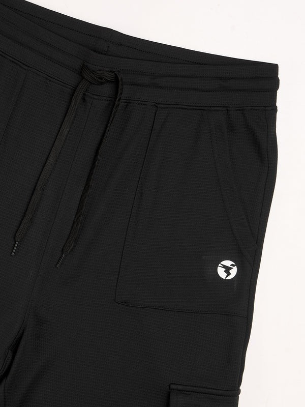 Women Solid Straight Fit Cargo Trackpants W-152 (Black)