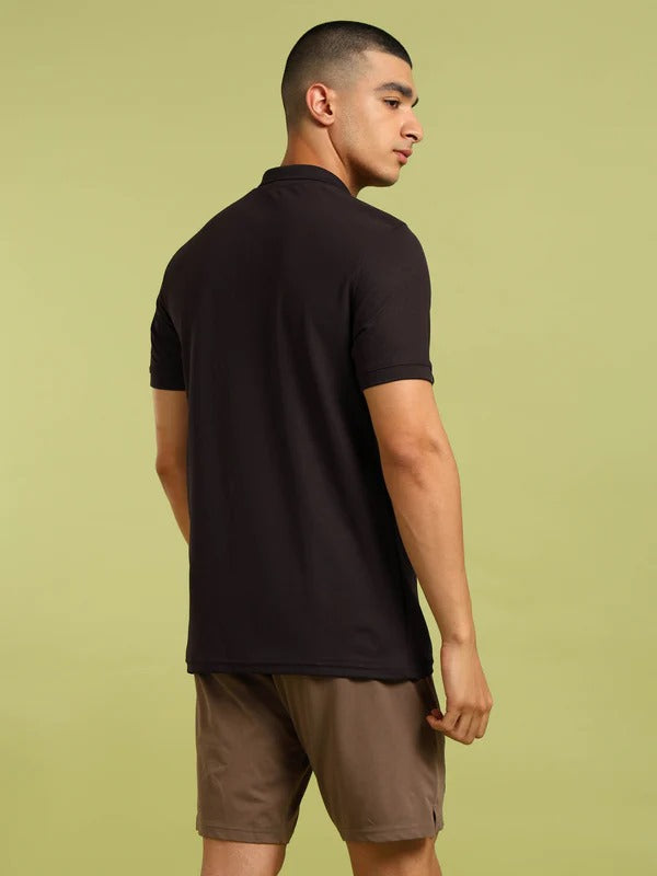 TechnoSport Polo Neck Half Sleeve Dry Fit T Shirt for Men OR-11 - Black Olive