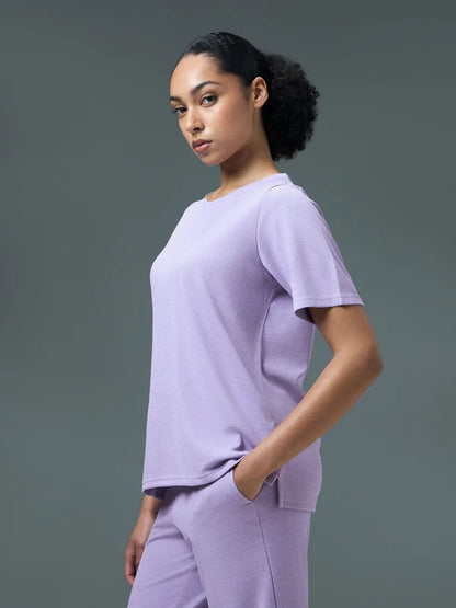 Technosport Women Relaxed Fit Round Neck T-shirt WR-132 (Blue Berry Violet Mel)