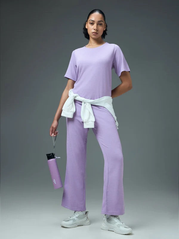 Technosport Women Relaxed Fit Round Neck T-shirt WR-132 (Blue Berry Violet Mel)