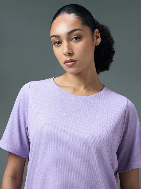 Technosport Women Relaxed Fit Round Neck T-shirt WR-132 - Blue Berry Violet Mel