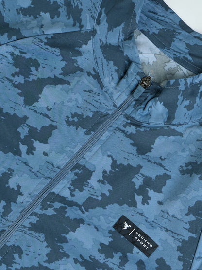 Technosport Printed Slim Fit Mock Neck Jacket with TS FLEXI For Men OR-92 (Blue Boscage)