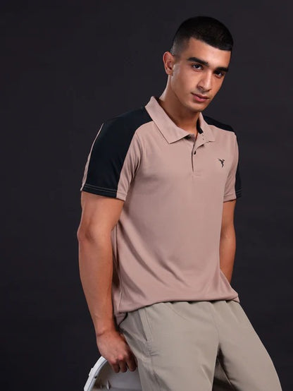TechnoSport Polo Neck Half Sleeve Dry Fit T Shirt for Men OR-13 (Brown)