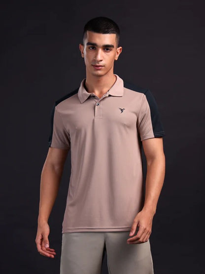 TechnoSport Polo Neck Half Sleeve Dry Fit T Shirt for Men OR-13 (Brown)