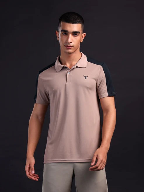 TechnoSport Polo Neck Half Sleeve Dry Fit T Shirt for Men OR-13 - Brown