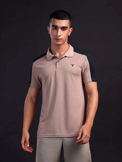 TechnoSport Polo Neck Half Sleeve Dry Fit T Shirt for Men OR-13 - Brown