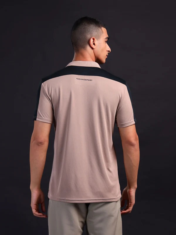 TechnoSport Polo Neck Half Sleeve Dry Fit T Shirt for Men OR-13 (Brown)