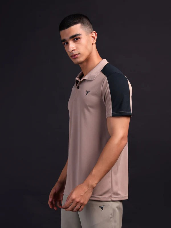 TechnoSport Polo Neck Half Sleeve Dry Fit T Shirt for Men OR-13 - Brown