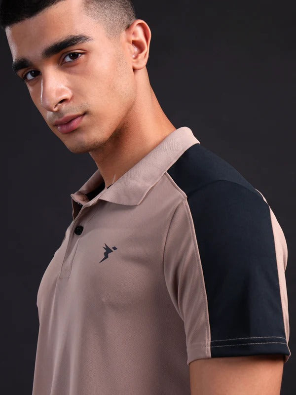 TechnoSport Polo Neck Half Sleeve Dry Fit T Shirt for Men OR-13 - Brown