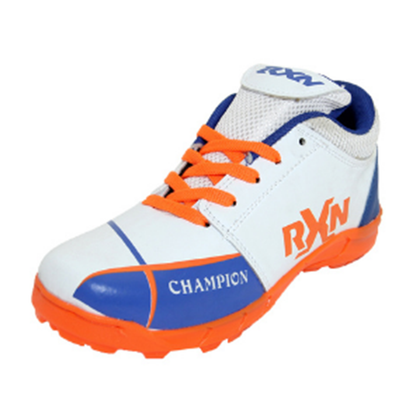 RXN Champion Cricket Shoes - White/Blue/Orange