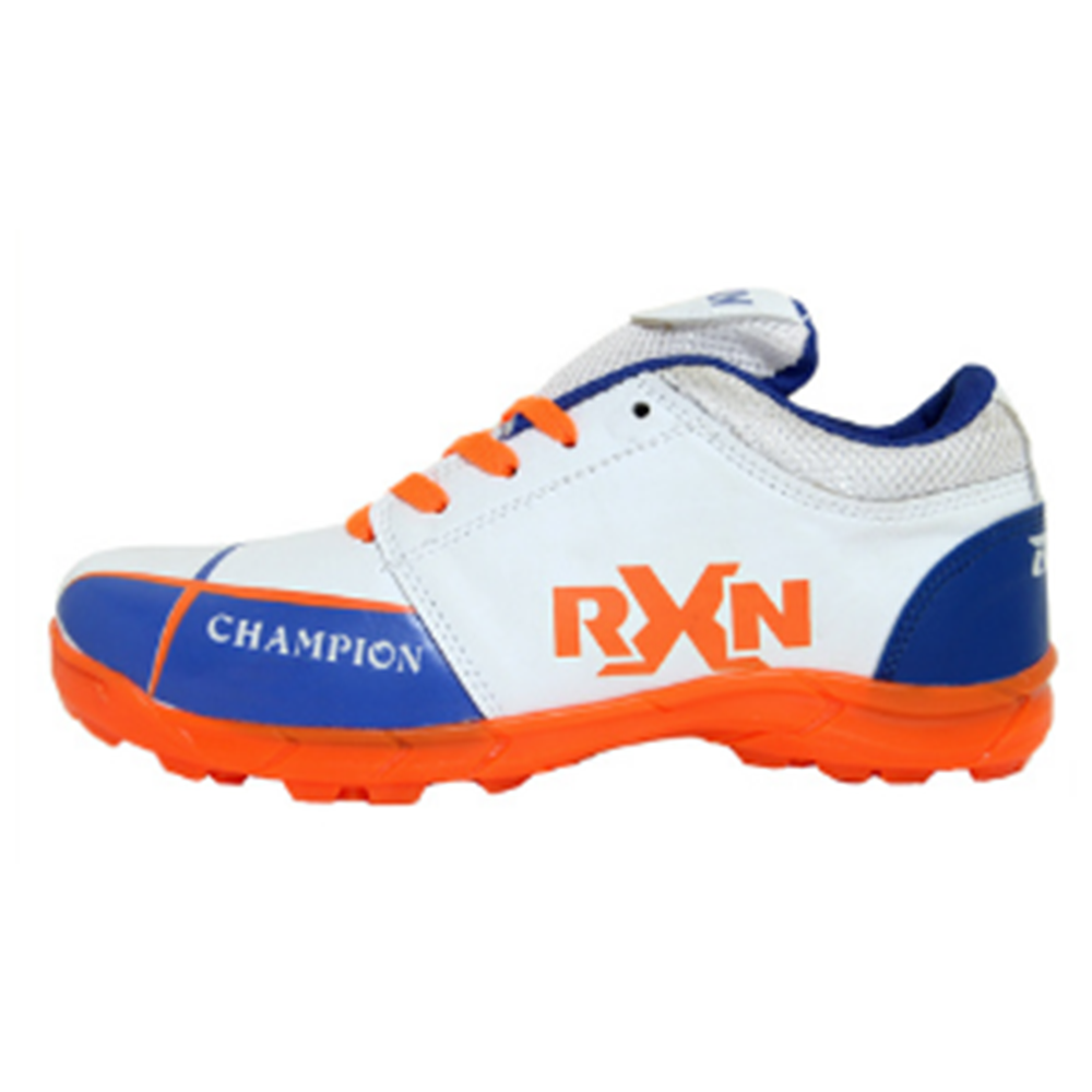 RXN Champion Cricket Shoes - White/Blue/Orange