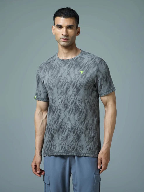 TechnoSport Crew Neck Half Sleeve Dry Fit T Shirt for Men OR-60 (Carbon grey)