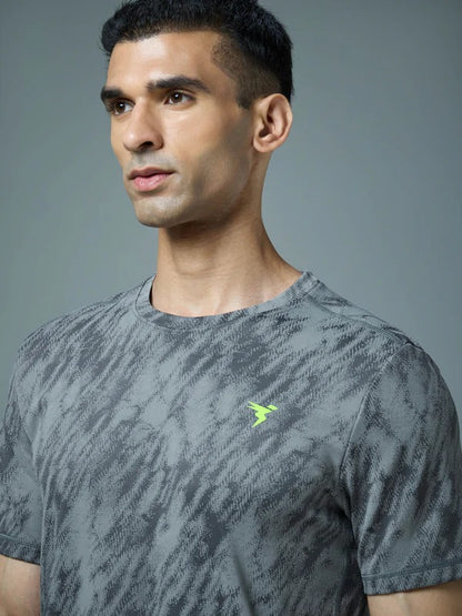 TechnoSport Crew Neck Half Sleeve Dry Fit T Shirt for Men OR-60 (Carbon grey)