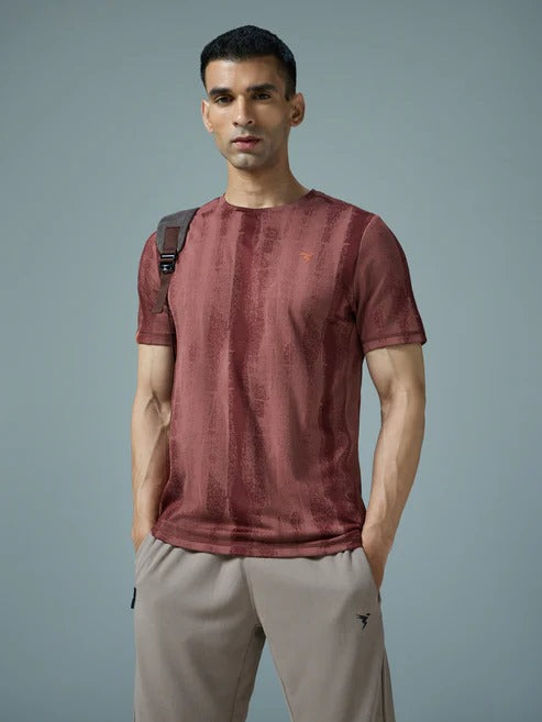 TechnoSport Crew Neck Half Sleeve Dry Fit T Shirt for Men OR-60 - Chocolate Truffle