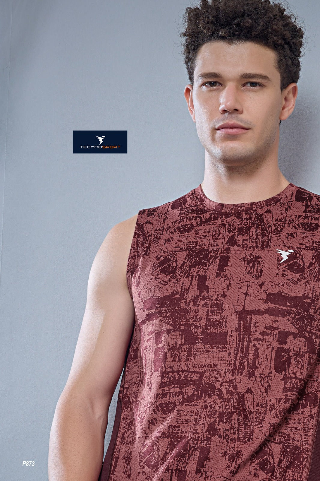 TechnoSport Sublimation U Neck Sleeveless Dry Fit Sando for Men P-873 - Chocolate Truffle