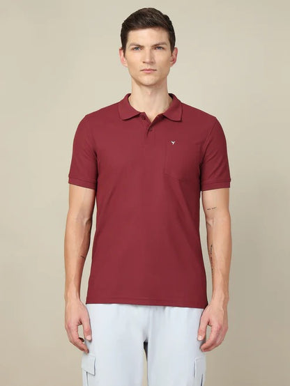 TechnoSport Polo Neck Half Sleeve Dry Fit T Shirt for Men OR-71 (Chocolate Truffle)