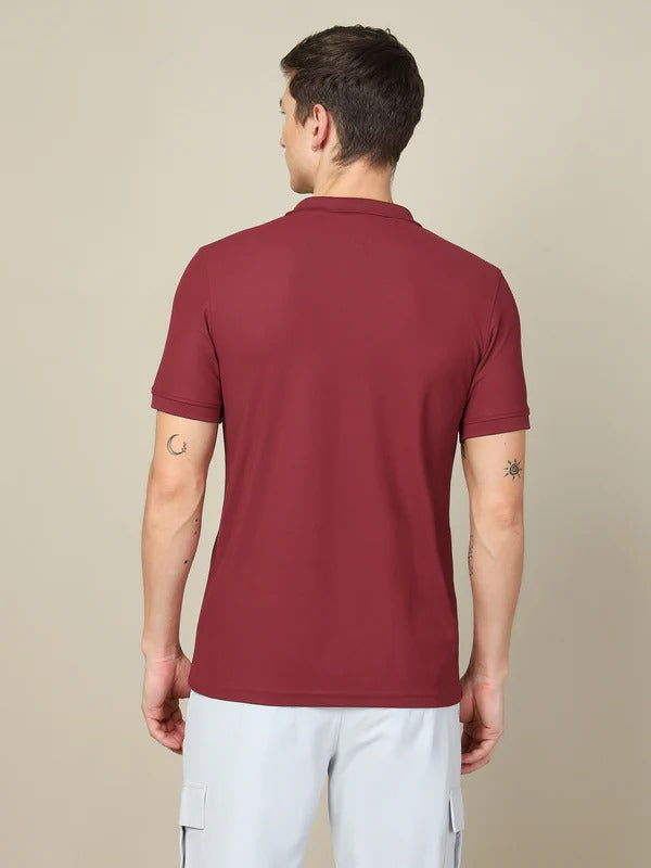 TechnoSport Polo Neck Half Sleeve Dry Fit T Shirt for Men OR-71 (Chocolate Truffle)