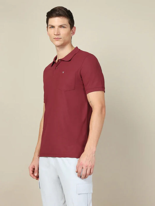 TechnoSport Polo Neck Half Sleeve Dry Fit T Shirt for Men OR-71 (Chocolate Truffle)