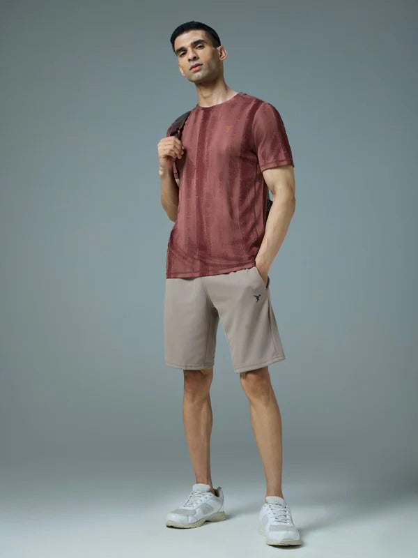 TechnoSport Crew Neck Half Sleeve Dry Fit T Shirt for Men OR-60 (Chocolate Truffle)