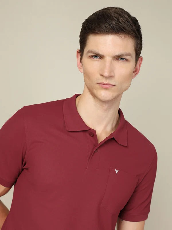 TechnoSport Polo Neck Half Sleeve Dry Fit T Shirt for Men OR-71 (Chocolate Truffle)
