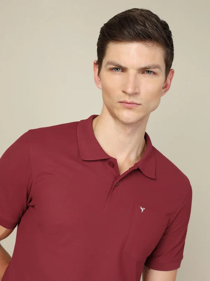 TechnoSport Polo Neck Half Sleeve Dry Fit T Shirt for Men OR-71 (Chocolate Truffle)