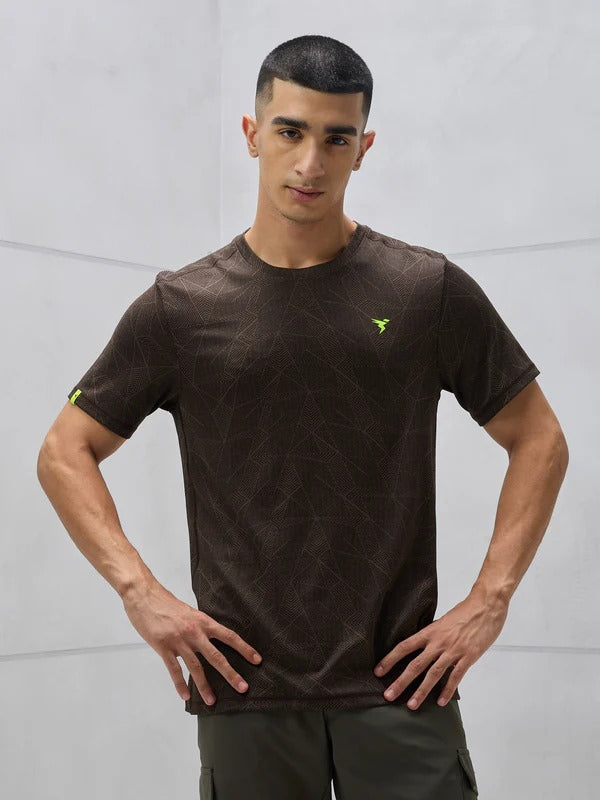 TechnoSport Crew Neck Half Sleeve Dry Fit T Shirt for Men OR-60 (Coffe Bean)