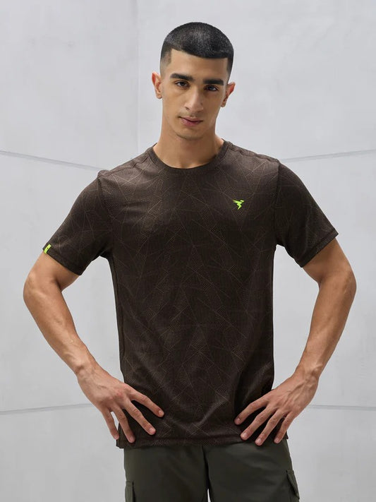 TechnoSport Crew Neck Half Sleeve Dry Fit T Shirt for Men OR-60 (Coffe Bean)