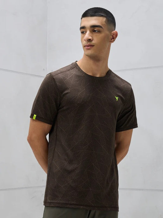 TechnoSport Crew Neck Half Sleeve Dry Fit T Shirt for Men OR-60 (Coffe Bean)