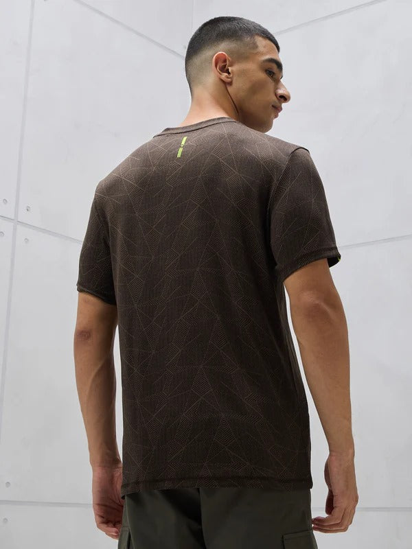 TechnoSport Crew Neck Half Sleeve Dry Fit T Shirt for Men OR-60 (Coffe Bean)
